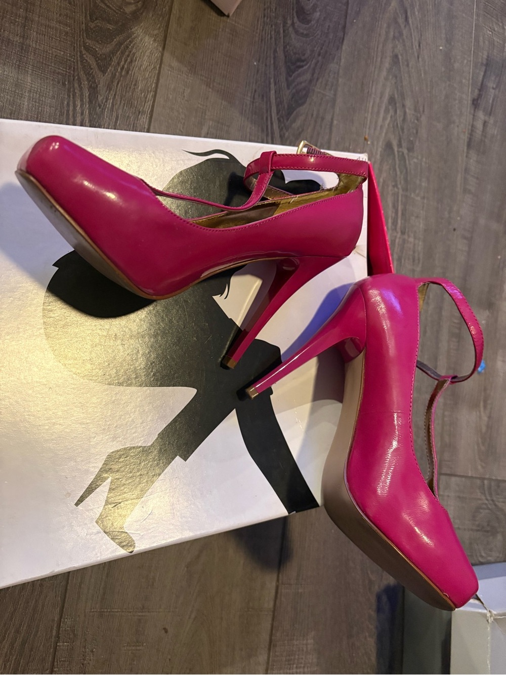 Paris Hilton Hot Pink Ankle-Strap High Heel Pumps